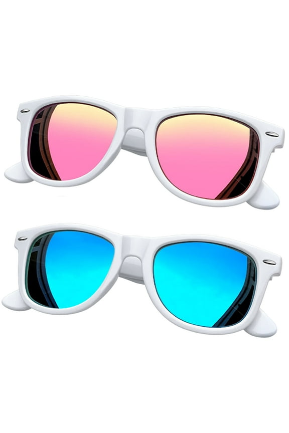 Square Sunglasses Polarized UV Protection Retro Trendy Designer Sun Glasses Men Women Fishing Driving Hiking-2 Pairs(blue+pink)