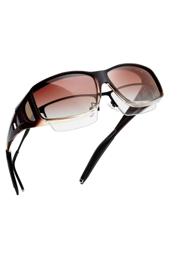 Sunglasses Fit Over Glasses, Polarized 100% UV Protection Wrap-around Sunglasses for Men & Women Driving
