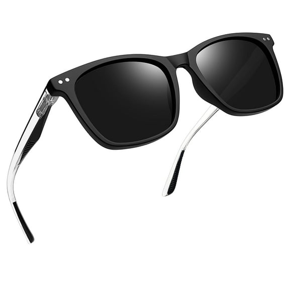 Joopin UV400 Protection Lightweight Men's Rivet Square Style Sunglasses with Box Matte Black