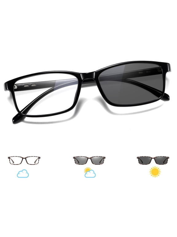 Unisex Photochromic Blue Light Blocking Glasses Rectangular Computer Gaming TV Glasses UV400 Protection