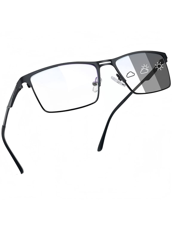 Unisex Photochromic Blue Light Blocking Glasses Rectangular Computer Gaming TV Glasses UV400 Protection