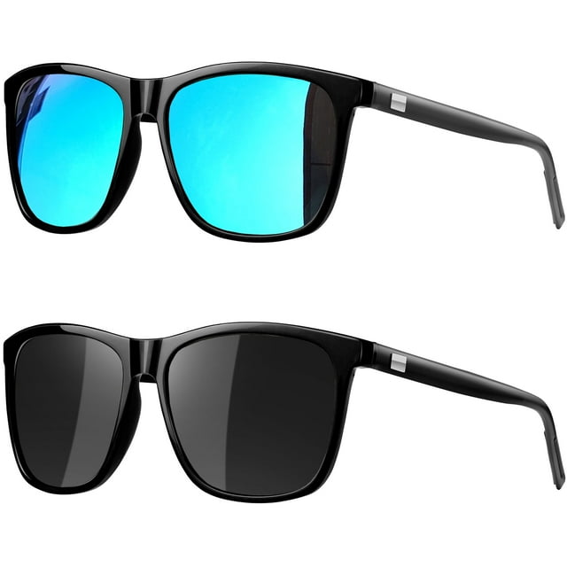 Joopin Unisex Polarized Aluminum Sunglasses Vintage Sun Glasses For Men(Black+Blue)