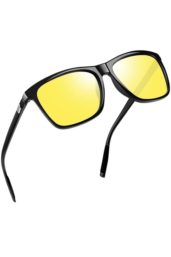 Night Vision Glasses for Men and Women Al-Mg Ultralight Temples Yellow Driving Glasses with UV Protection and Anti Glare