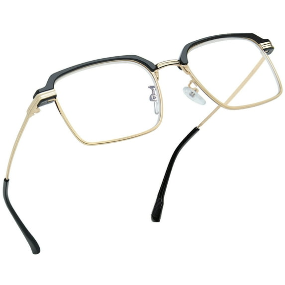 Joopin Vintage Blue Light Blocking Readers 1.00- Classic Full Frame Horn Rimmed Metal Readers for Women Men