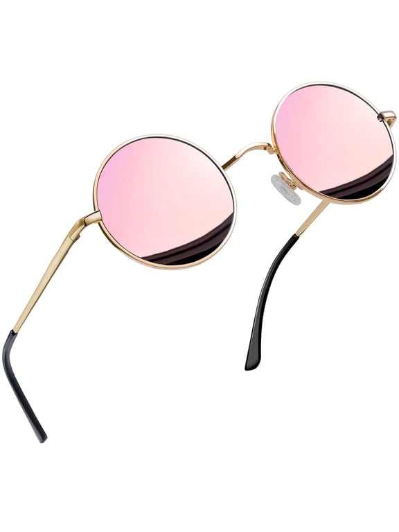 Vintage Round Polarized Sunglasses Unisex Driving Polarized Small Circle Sun Glasses Shades for Men Women