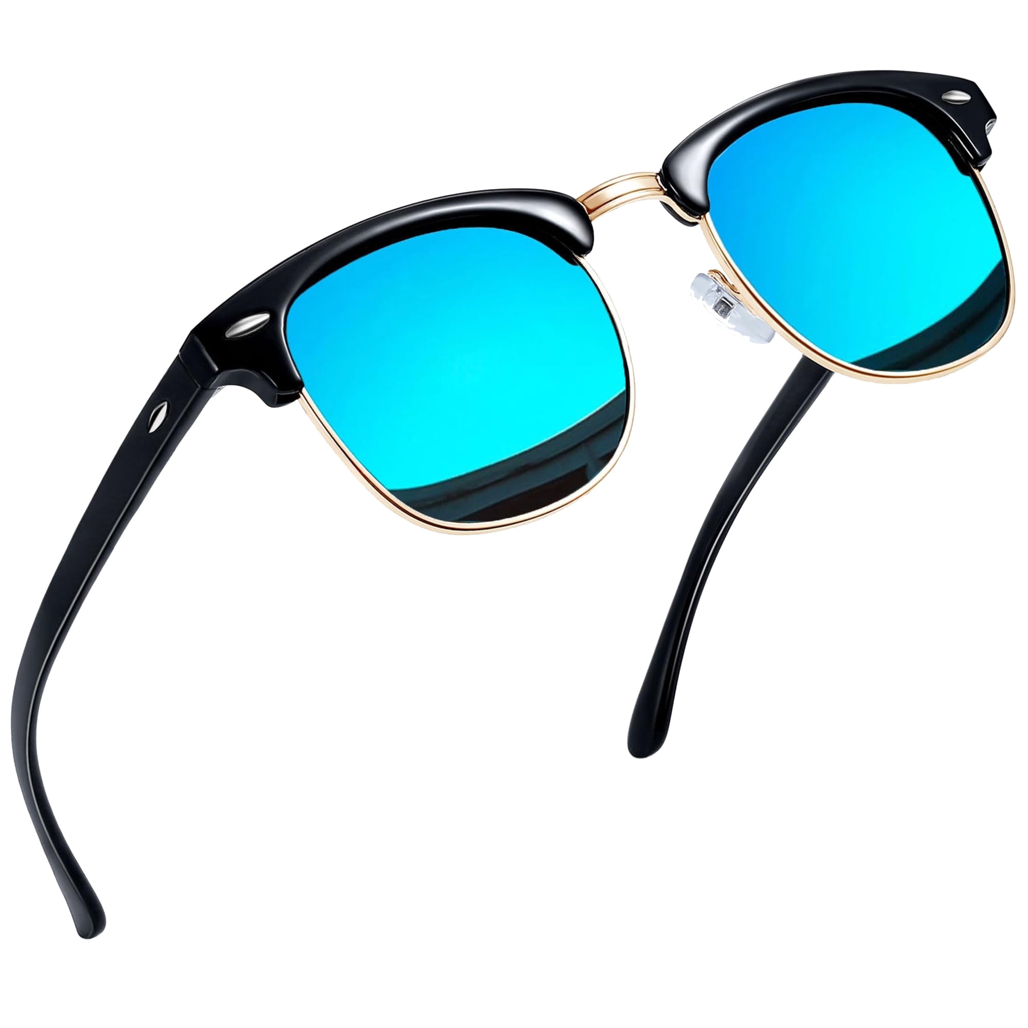 Retro Polarized Sunglasses Semi Rimless UV Protection Unisex Polarized Horn Rimmed Semi Rimless Sunglasses Square Lens  main image 3