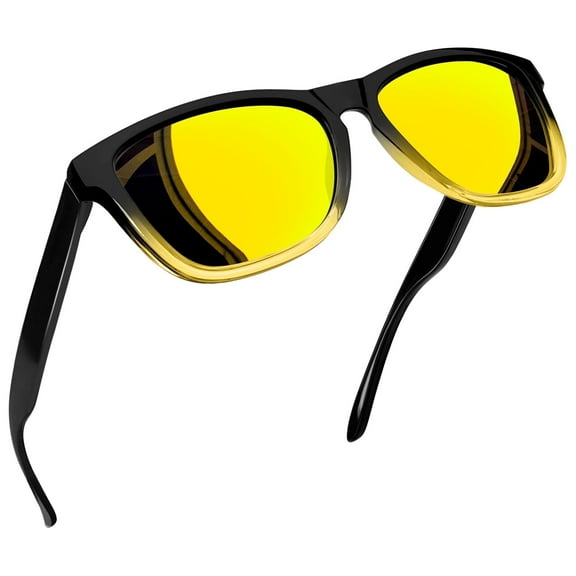Joopin Women Men Polarized Sunglasses Retro Gradient Black Frame Shades for Driving Fishing UV400 Protection (Gradient Black/Yellow)