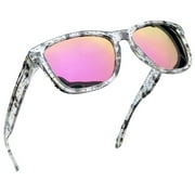 Joopin Women Polarized Sunglasses Retro Mirrored Lens for Driving Fishing Cat Frame/Pink Lens