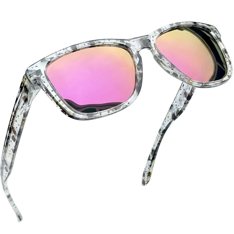 Joopin Women Polarized Sunglasses Retro Mirrored Lens for Driving Fishing UV400 Protection (Cat Frame/Pink Lens, Adult Unisex, Size: One Size
