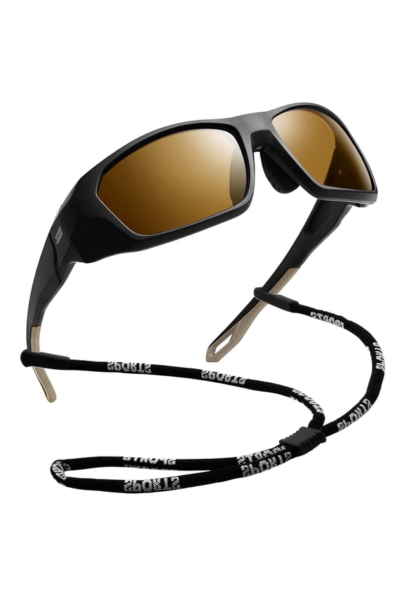 Wrap Around Sunglasses Men Women Polarized UV400 Square Fashion Sports Sun Glasses(Brown)