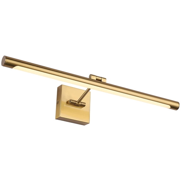 Joosenhouse LED Picture Light Fixtures Dimmable 24.4 Inches, Full Metal Artwork Display Lamp with Single Swing Arm, 14W (70W Eqv), Hardwired Connection, 3000K Warm White, Golden-Like Brass Finish