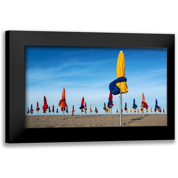Joosten, Lus 24x15 Black Modern Framed Museum Art Print Titled - Les Parapluies De Deauville