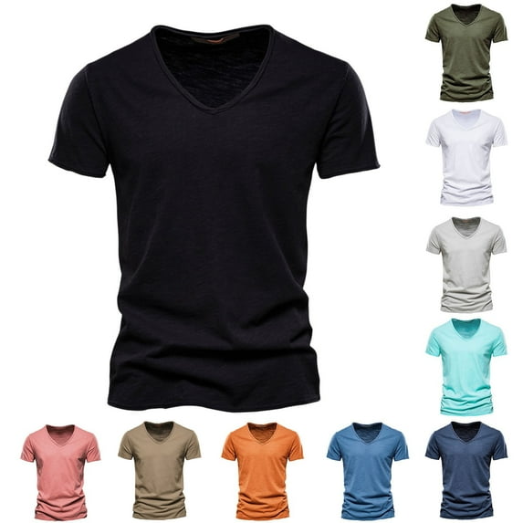 Joower V Neck T Shirts for Men Mens Tee Shirts with Pockets Tshirts Mens Beach Shirts T-Shirts Mens Graphic T Shirt V Neck White T Shirts Mens