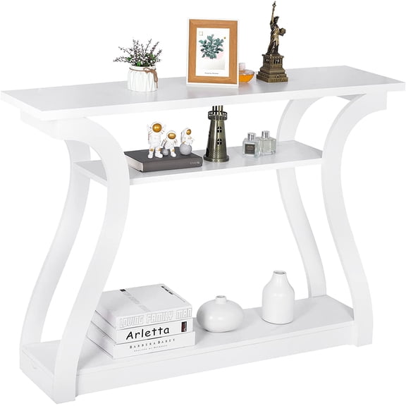 Joozen Console Table 47 Inch Entry Table with Shelves Wall Table for Hallway Foyer Table Sofa Tables Narrow Long for Living Room White