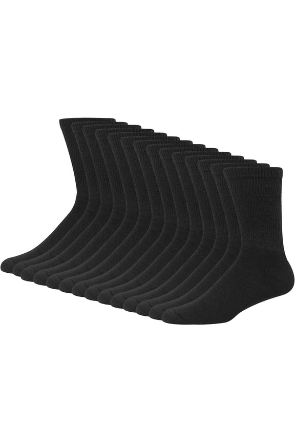 Men's Double Tough Socks, Crew and Ankle Moisturing Wicking Socks, Black & White, Multi-Packs