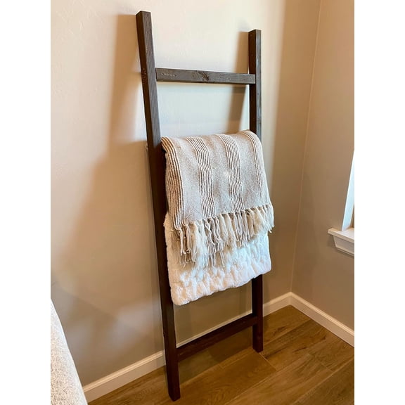 Joozen Rustic Farmhouse Decorative Ladder - Our 6 ft Ladder can be Mounted Horizontally or Vertically and is Crafted from Upcycled Wood No Assembly Required Espresso