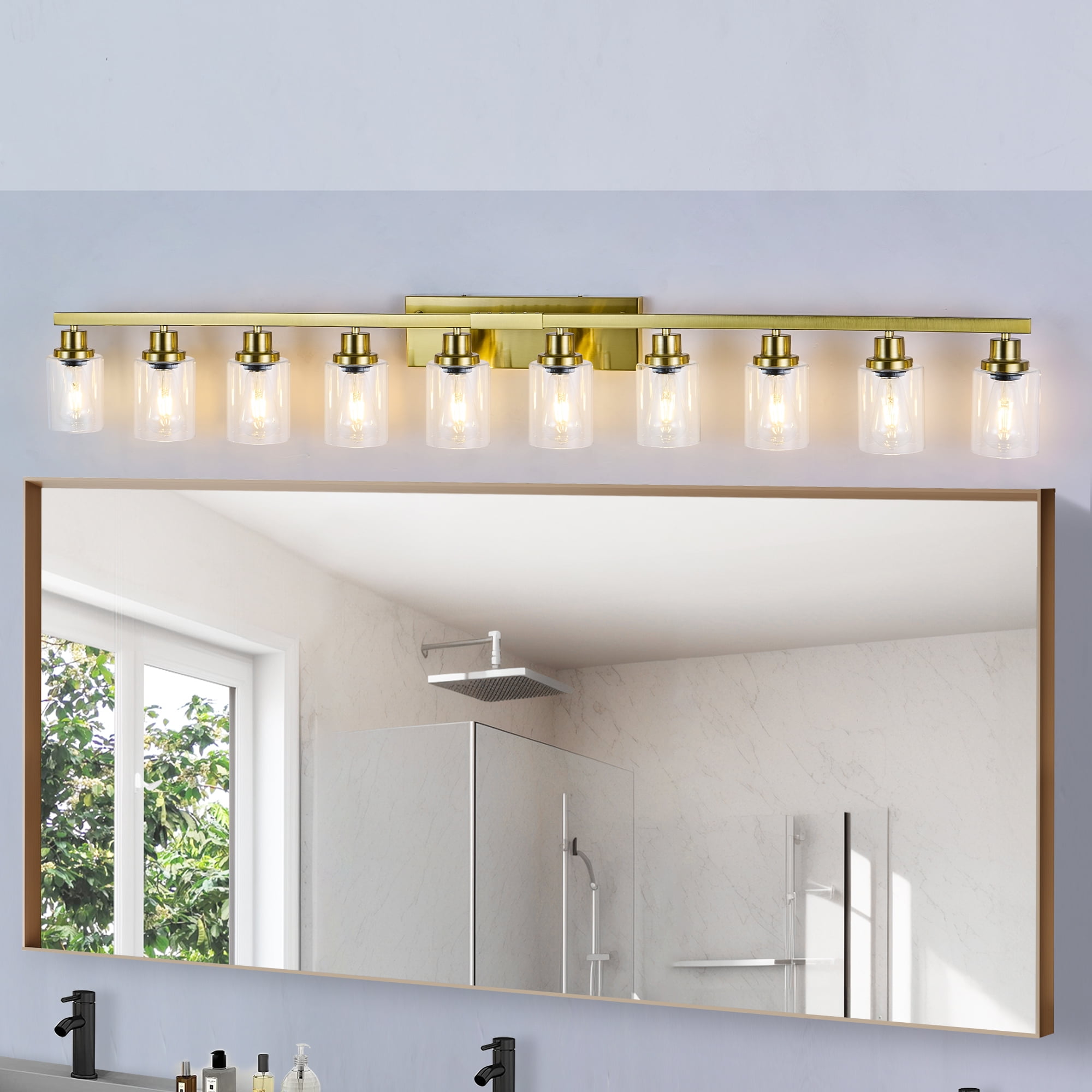 Jopath 10 Light Bathroom Vanity Lights Over Mirror, 65.4inch Vanity Lights Fixtures Matte Gold Modern Vanity Lights Bathroom Wall Sconce for Mirror Bedroom,Living Room