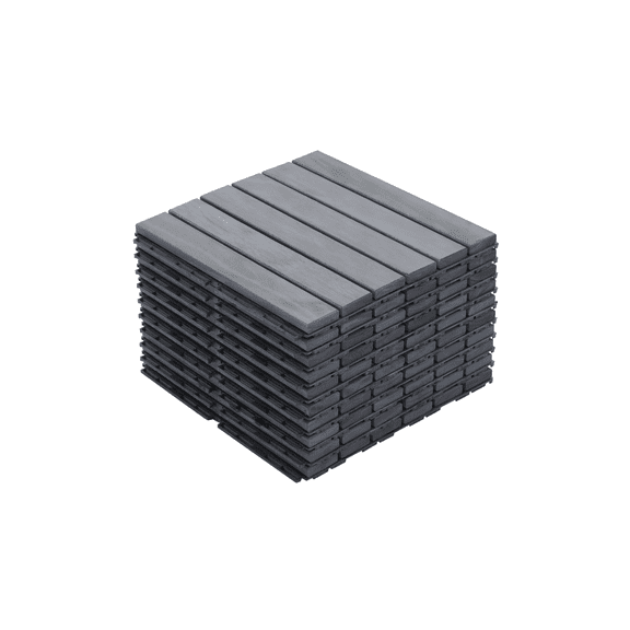 Jopath 10 Pack Plastic Interlocking Deck Tiles,12"x12" Waterproof Patio Tiles for Indoor Outdoor Use,Patio Floor Decking Tiles for Garden Lawn Porch Poolside Balcony,Gray