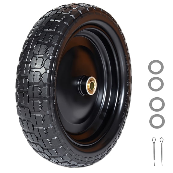 Jopath 13"Solid Rubber Tires 4.00-6 Flat Free Wheels with 5/8" Bearings 2.2" Offset Hub Replacement for Hand Truck, Wheelbarrow, Garden Wagon, Dolly, Trailer, Utility Cart
