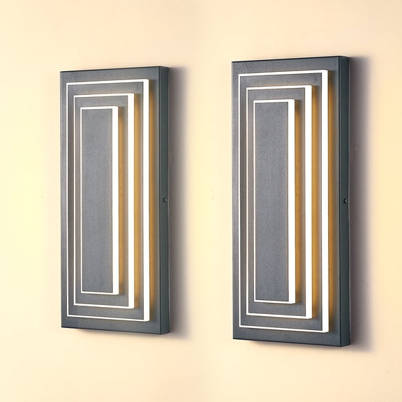 Jopath 15.7 In Set of 2 Outdoor Wall Lights Black Exterior Lights for House,LED Outdoor Wall Large Front Porch Sconce Fixture For Garage, garden