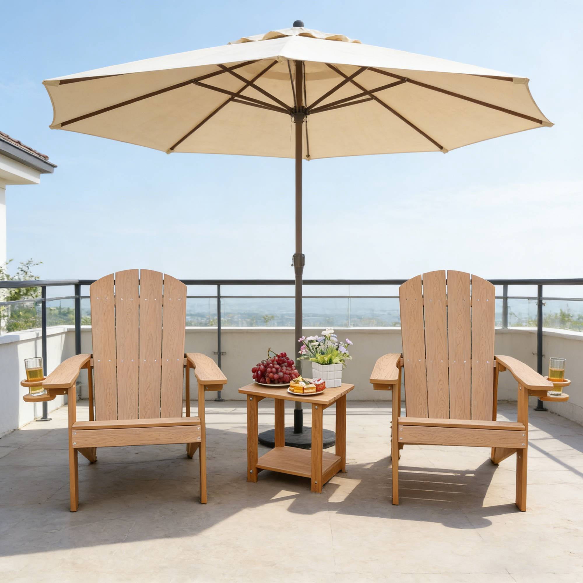 Jopath 2-Piece Patio Lounge Chair, Outdoor Accent Chairs Durable and Stylish for Deck Garden Teak