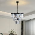 thumbnail image 1 of Jopath 20" Modern 3 Tier Crystal Chandelier with Black Finish, Elegant 7-Light Pendant Light for Dining Room, Living Room, or Bedroom (Bulb Not Included), 1 of 8