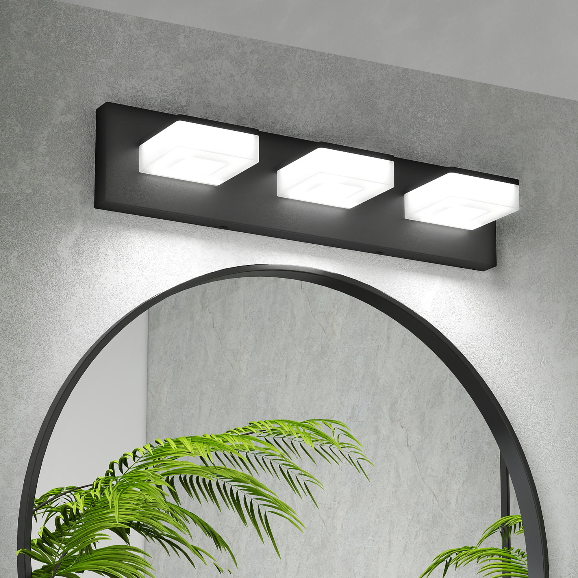 Jopath 20" Modern Matte Black 3-Light LED Wall Sconce, Adjustable Acrylic Bathroom Wall Lighting Fixtures Over Mirror Vanity Light for Bathroom, Bedroom, or Hallway