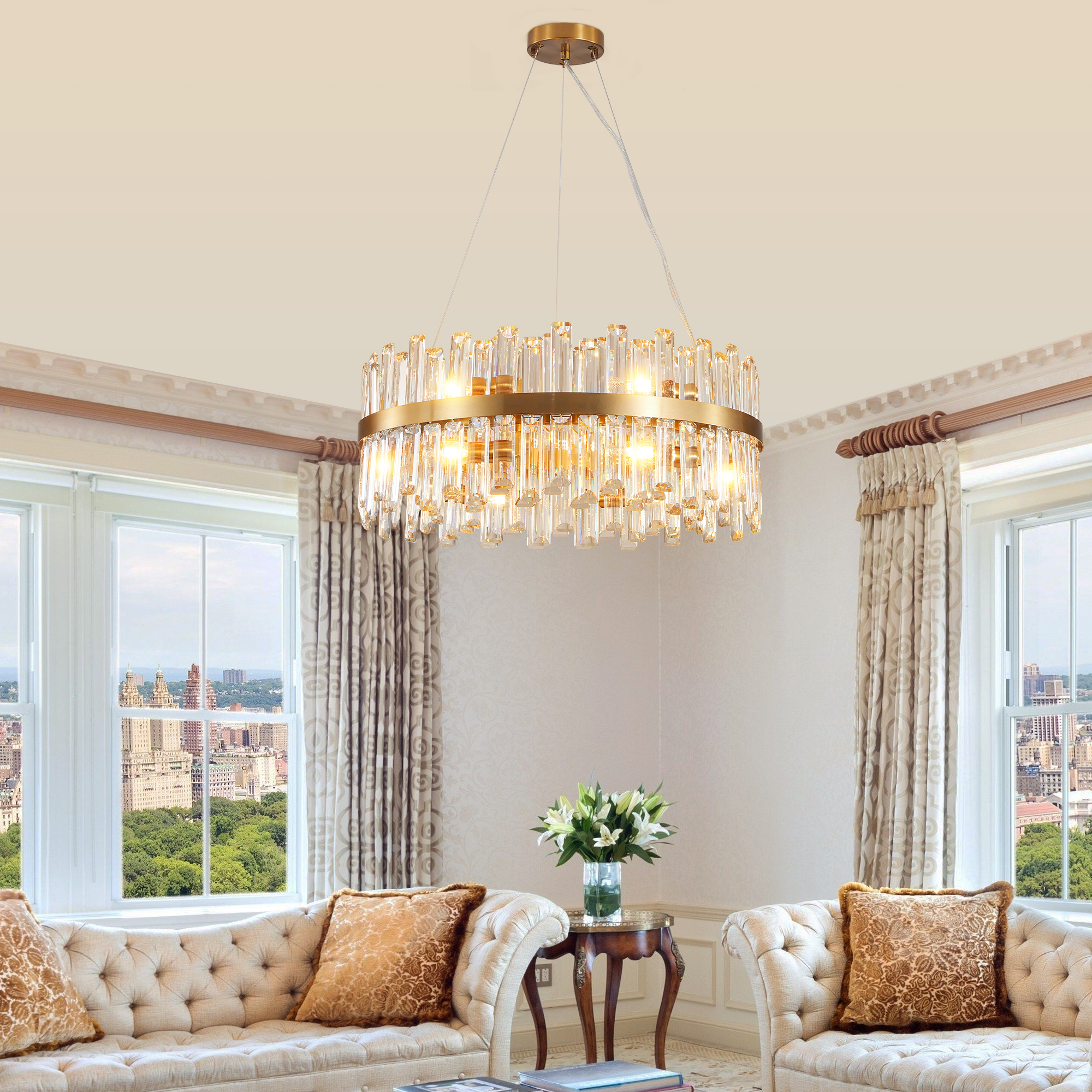Jopath 23.6" Golden Luxury Crystal Chandelier Modern Chandeliers Lights Fixture Hanging Pendant Light Fixture for Dining Room Bedroom Living Room