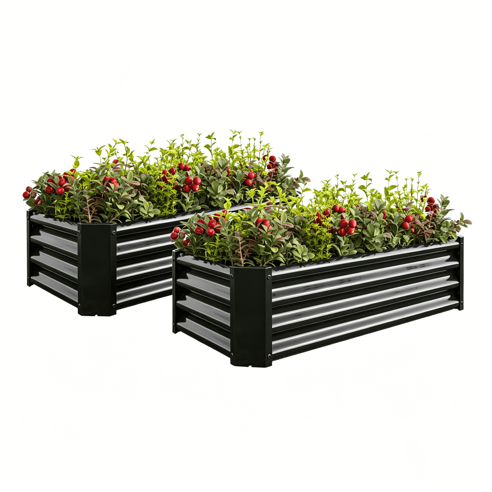 Jopath 2PCS Black Metal Raised Garden Bed, Rectangle Raised Planter for Flowers Plants Vegetables Herb 4x2x1Ft