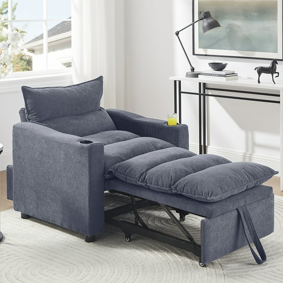 Jopath 3 in 1 Convertible Sleeper Chair Bed,Sleeper Sofa Chair with Pull-out Bed,Cupholder,Adjustable Backrest for Living Room Apartment Small Space,Gray