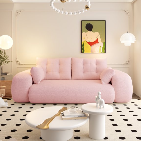 Jopath 3-In-1 Teddy Fabric Foam-Filled Sleeper Sofa Bed Human Dog Bed, Lazy Sofa Couch, 78.7" Multi-Functional Foldable Sofa Bed For Living Room,Guest Bed,Playroom