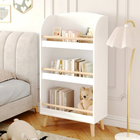 Jopath 3-Tier Bookcase,Kids Bookshelf &BToy Storage Cabinet Organizer,White