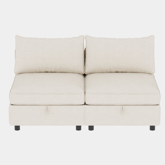 Jopath 32" Modular Storage Loveseat Sofa, Convertible Loveseat Sleeper Couch, Modern Upholstered Loveseat Sofa with Fabric for Living Room, Beige
