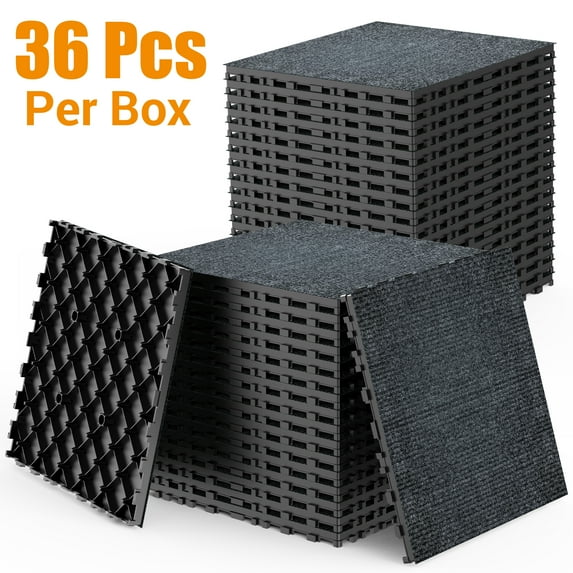 Jopath 36 Pcs Patio Deck Tiles, 12"x12" DIY Module Interlocking Decking Carpet,Easy and Quick Installation Court Tiles for Porch Poolside Balcony Backyard