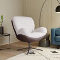 thumbnail image 1 of Jopath 360° Swivel Office Chair, Modern Chenille Chair with Faux Leather and Black Metal Base Frame, Accent Chair for Small Spaces, Living Room, Bedroom, Reading Corner, Office (White), 1 of 10