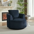 thumbnail image 1 of Jopath 39.4" Swivel Accent Chair, Modern 360° Rotating Barrel Chair with Metal Base, Upholstered Circle Club Sofa Chair for Living Room Bedroom Reading Room Office, Dark Blue, 1 of 6