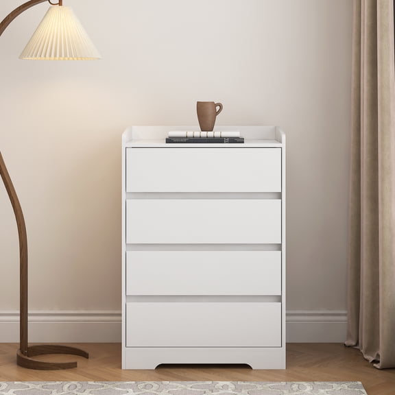 Jopath 4 Drawer Dresser,Chest of Drawers with Hide Handle for Bedroom,Modern Wooden Storage Cabinet for Living Room,Entryway,Hallway,Office,White