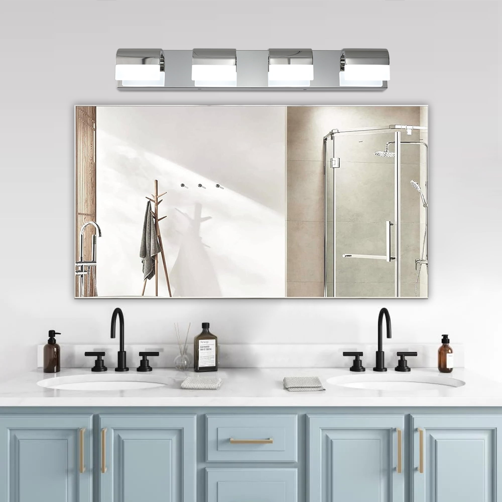 Jopath 4-Light Bathroom Vanity Light, Modern Dimmable LED Wall Mount ...