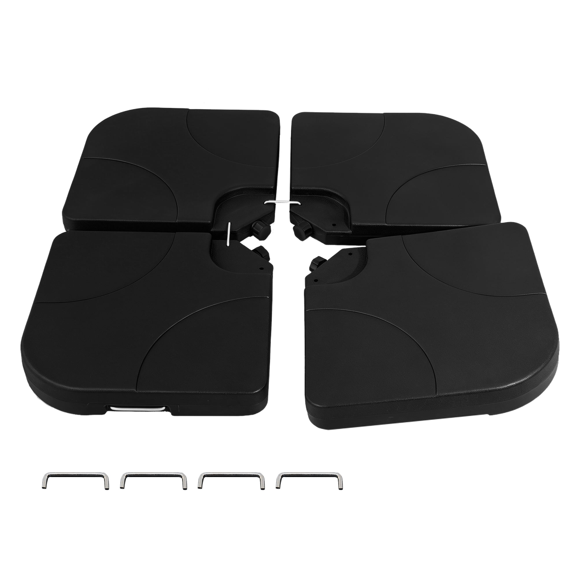 Jopath 4-Piece Cantilever Offset Patio Umbrella Stand Square Base Plate Set w/ Easy-Fill Spouts & Secure Lock Pins for Backyard,Lawn,Pool,Black