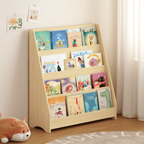 Jopath 4-Tier Kids Bookshelf,Book Display Shelve Bookcase for Bedroom,Playroom,Neutral