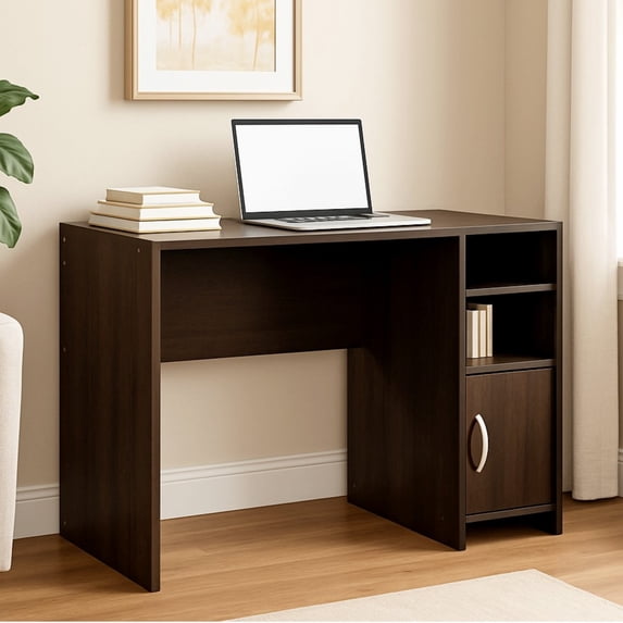 Jopath 40 inch Computer Desk,Modern Study Writing Table with Storage Shelves for Bedroom Home Office,Brown