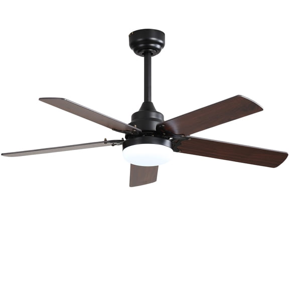 Jopath 42 Inch Ceiling Fan with LED Light and Remote Control, 5 Blades Noiseless Reversible Dc Motor for Indoor Living Room Outside Patios Pergola Black