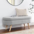 thumbnail image 1 of Jopath 43.5" Ottoman Oval Storage Bench, Linen Fabric Upholstered Entryway Bench with Storage, Entryway Shoe Seat Bench for Living Room, Bedroom, End of Bed, Entryway, Gray, 1 of 6
