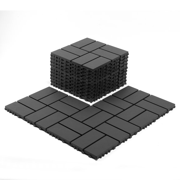 Jopath 44 Packs Waterproof Decking Tiles,12"x12" Terrace Plastic Interlocking Decking Tiles for Courtyard Tiles,Balcony Tiles,Bathroom and Any Indoor or Outdoor Setting Dark Gray