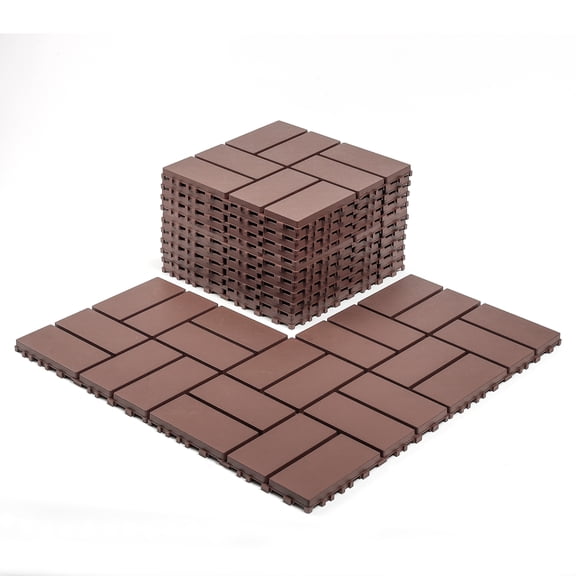 Jopath 44 Packs Waterproof Decking Tiles,12"x12" Terrace Plastic Interlocking Decking Tiles for Courtyard Tiles,Balcony Tiles,Bathroom and Any Indoor or Outdoor Setting Brown