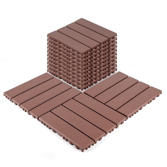 Jopath 44 Packs Waterproof Decking Tiles,12"x12" Terrace Plastic Interlocking Decking Tiles for Courtyard Tiles,Balcony Tiles,Bathroom and Any Indoor or Outdoor Setting Brown