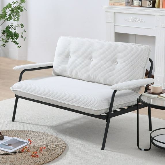 Jopath 53" Loveseat Sofa Couch for Small Spaces,Corduroy 2-Seater Love Seats Sofa Couch for Apartment, Bedroom,Beige