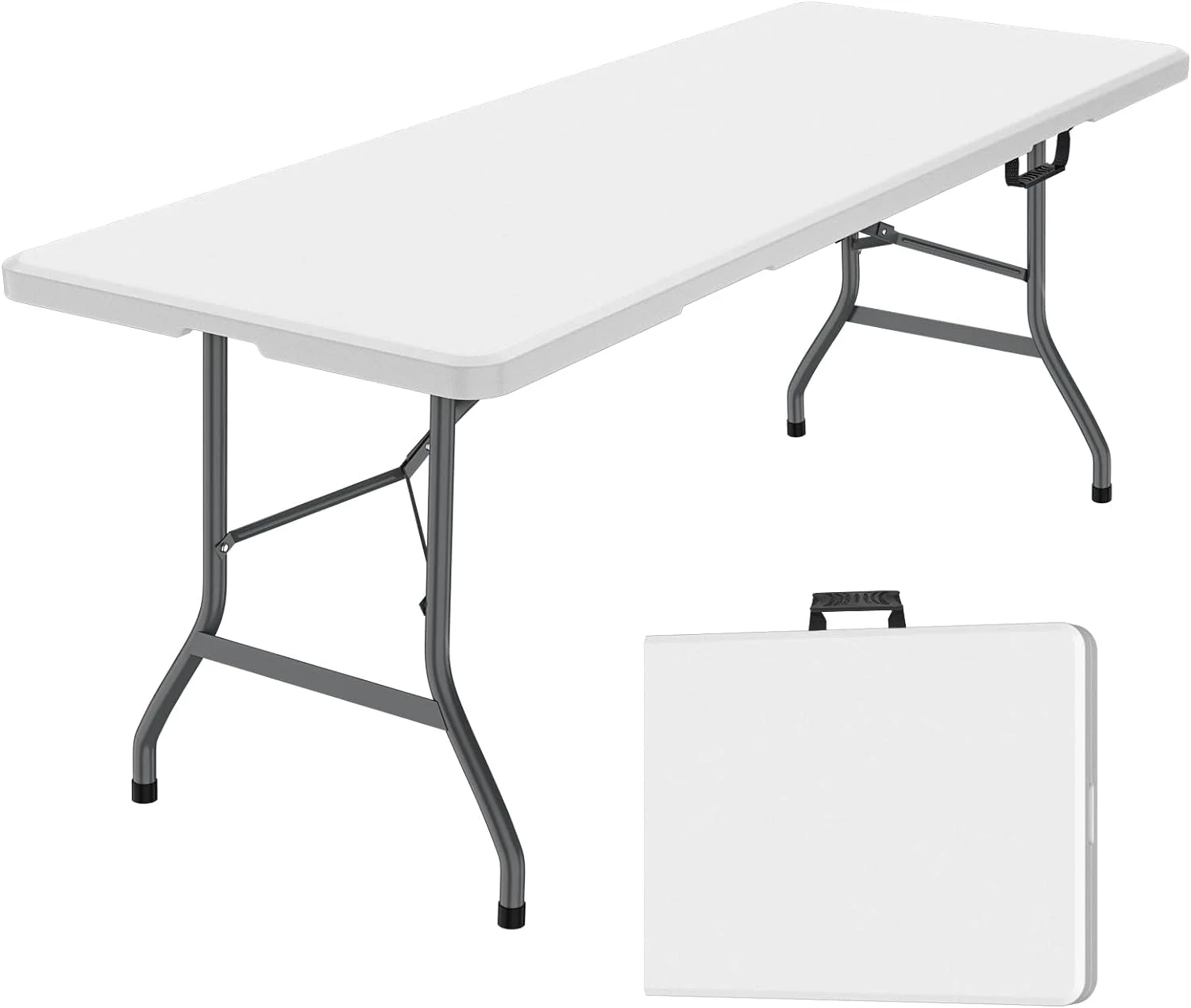 Jopath 6 Foot Folding Table, Indoor Outdoor Fold-in-Half Table,White