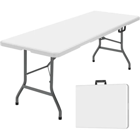 Jopath 6 Foot Folding Table, Indoor Outdoor Fold-in-Half Table,White