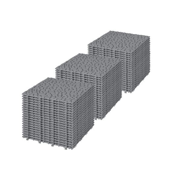 Jopath 60 Pack Plastic Interlocking Deck Tiles,12"x12" Waterproof Outdoor Flooring All Weather Use,Anti-slip Floor Decking Tiles for Bathroom Garden Lawn Balcony Porch,Pebble Stone Pattern,Gray
